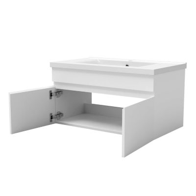 Meuble Salle de bain Blanc mat 80cm de largeur en MDF à suspendre simple vasque SANILAND