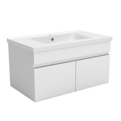 Meuble Salle de bain Bois clair 80cm de largeur en MDF à suspendre simple vasque SANILAND
