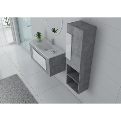 Meuble salle de bain CASTELLO 1000 Béton et blanc