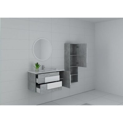 Meuble salle de bain CASTELLO 1000 Béton et blanc