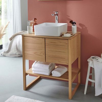 Meuble salle de bain Chêne    70 cm ATOLL + Vasque carrée 36 cm