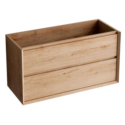 Meuble Salle de Bain COOL 80cm, Plan Vasque Céramique, 2 Tiroirs, Finition Chêne Naturel, H 54cm x P 45cm