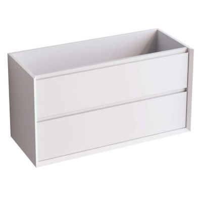 Meuble Salle de Bain COOL 80cm, Plan Vasque Grès Cérame, 2 Tiroirs, Laqué Blanc Mat, H 54cm x P 45cm