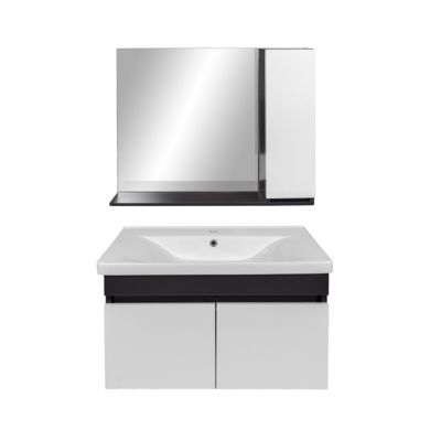 Meuble salle de bain design moderne complet SAVVA avec miroir largeur 80 cm Gris Anthracite et Blanc - LPP