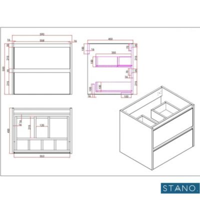 Meuble salle de bain design simple vasque FORTINA largeur 60 cm blanc
