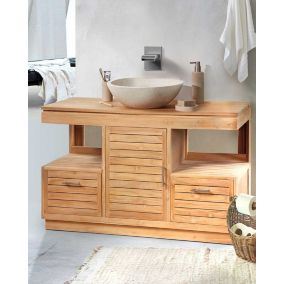 Meuble salle de bain en teck massif 120 cm - Uniqka