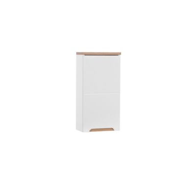 Meuble salle de bain ERMANO  Chene clair et blanc brillant  35x70 cm  1 porte  Meuble suspendu