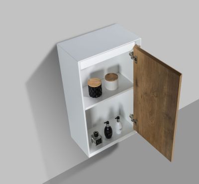 Meuble salle de bain Fiona 900, Sans miroir, cache, ni vasque, Optique de chêne, armoire latérale à gauche
