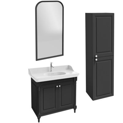 Meuble salle de bain JACOB DELAFON Cléo 1889 plan vasque + colonne droite miroir + mitigeur lavabo chromé