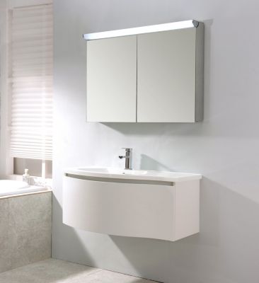 Meuble salle de bain LENA 1000 blanc mat, Sans miroir, Avec bonde Pop Up