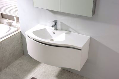 Meuble salle de bain LENA 1000 blanc mat, Sans miroir, Avec bonde Pop Up