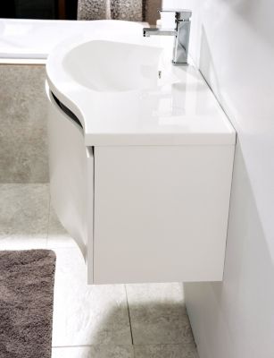 Meuble salle de bain LENA 1000 blanc mat, Sans miroir, Avec bonde Pop Up