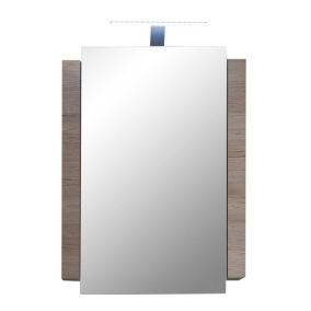 Meuble salle de bain mélaminé. Armoire de toilette avec miroir + LED. L - H - P : 60 - 80 - 15 cm