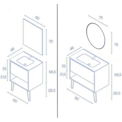 Meuble salle de bain simple vasque YOKO  fume sable 60 cm Gris  Miroir non inclus
