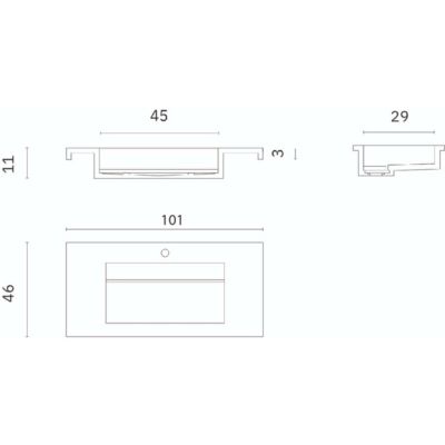 Meuble Salle de Bain STEP 100cm, Plan Vasque Grès Cérame, 2 Tiroirs, Laqué Blanc Mat, H 54cm x P 45cm