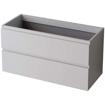 Meuble Salle de Bain STEP 60cm, Plan Vasque Solid Surface, 2 Tiroirs, Laqué Blanc Mat, H 54cm x P 45cm
