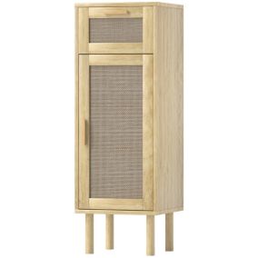 Meuble salle de bain style bohème - tiroir, placard, étagères - effet rotin bois