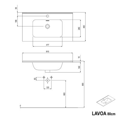 Meuble salle de bain suspendu, meuble vasque blanche 2 tiroirs, Garantie 5 ans, Poignée Chrome -64x81x47cm- Blanc mat-LAVOA