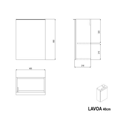 Meuble salle de bain suspendu, Meuble vasque lave-main, Garantie 5 ans, Poignée Anthracite, 59,5x40x22cm- Anthracite, LAVOA