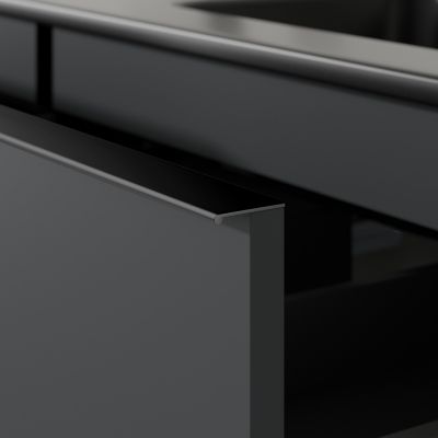 Meuble salle de bain suspendu, meuble vasque noire 2 tiroirs, Garantie 5 ans, Poignée Noir -64x101x47cm- Anthracite-LAVOA