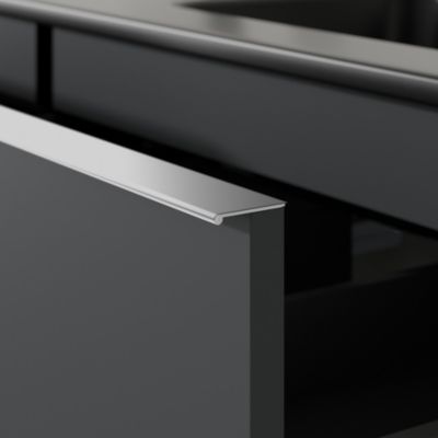 Meuble salle de bain suspendu, meuble vasque noire 4 tiroirs, Garantie 5 ans, Poignée Chrome -64x121x47cm- Anthracite-LAVOA