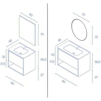 Meuble salle de bain suspendu NIWA  blanc brillant 60 cm  Miroir non inclus