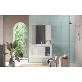 Meuble salle de bain suspendu + vasque Pratiko / BASIC 2.0 blanc laqué brillant 101x57x47 cm