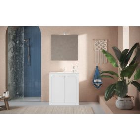 Meuble salle de bain + vasque Pratiko / BASIC 2.0 blanc laqué brillant 82x86x47 cm