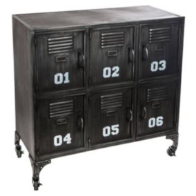 Meuble "Sevin" noir 6 portes - métal - Atmosphera