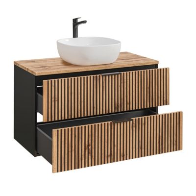 Meuble simple vasque 100cm Gaia Bois et Noir