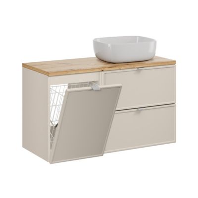 Meuble simple vasque 100cm panier à linge Alba Cachemire