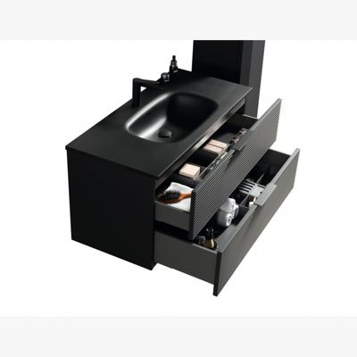 Meuble simple vasque 120 cm noir Aqualinea