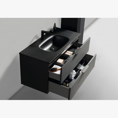Meuble simple vasque 120 cm noir Aqualinea