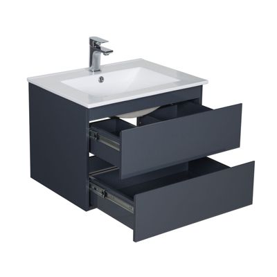 Meuble simple vasque 60cm avec vasque, miroir et colonne SORRENTO Gris
