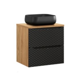 Meuble simple vasque 60cm Elora Noir et bois