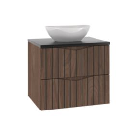 Meuble simple vasque 60cm Siena bois et noir