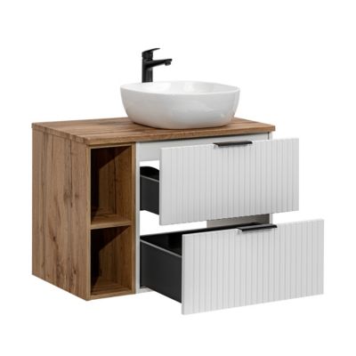Meuble simple vasque 80cm 2 niches Adriel Blanc