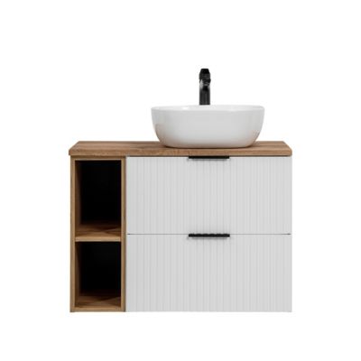 Meuble simple vasque 80cm 2 niches Adriel Blanc