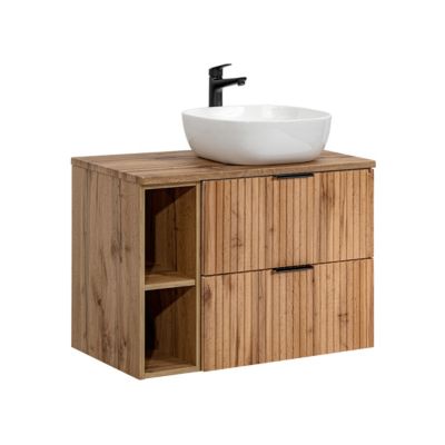 Meuble simple vasque 80cm 2 niches Adriel Bois