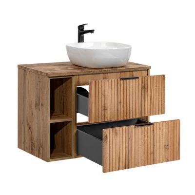 Meuble simple vasque 80cm 2 niches Adriel Bois