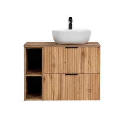 Meuble simple vasque 80cm 2 niches Adriel Bois