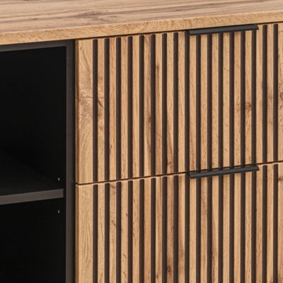 Meuble simple vasque 80cm 2 niches Gaia Bois et Noir