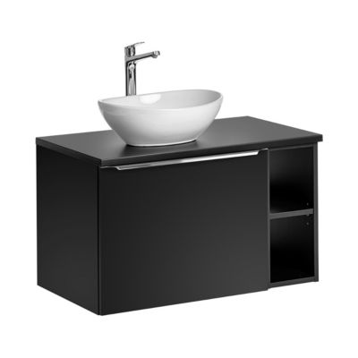Meuble simple vasque 80cm 2 niches Éros Noir