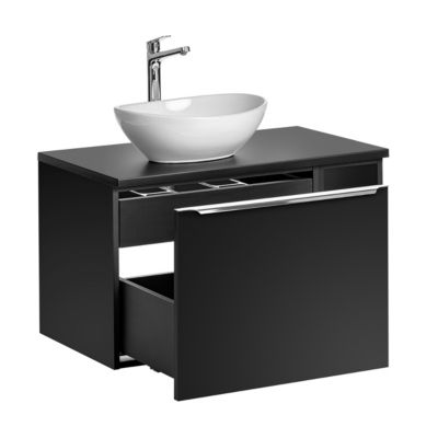 Meuble simple vasque 80cm 2 niches Éros Noir