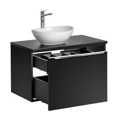 Meuble simple vasque 80cm 2 niches Éros Noir