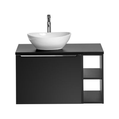 Meuble simple vasque 80cm 2 niches Éros Noir
