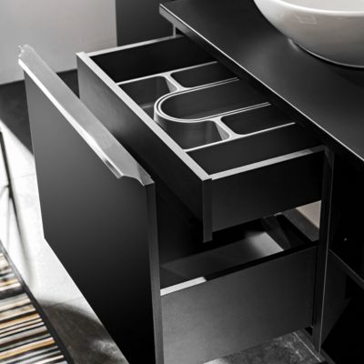Meuble simple vasque 80cm 2 niches Éros Noir