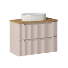 Meuble simple vasque 80cm 2 tiroirs Riva Cachemire et Bois