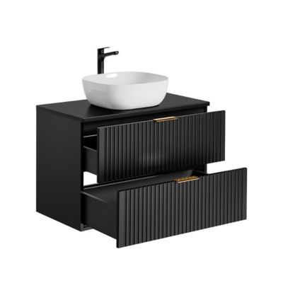 Meuble simple vasque 80cm Adriel Noir