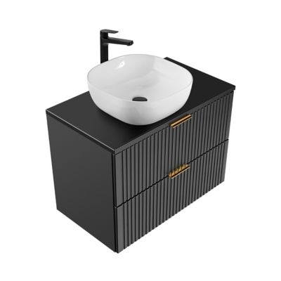Meuble simple vasque 80cm Adriel Noir